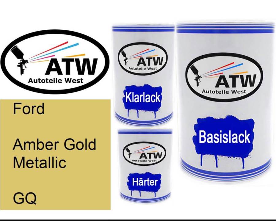 Ford, Amber Gold Metallic, GQ: 500ml Lackdose + 500ml Klarlack + 250ml Härter - Set, von ATW Autoteile West.